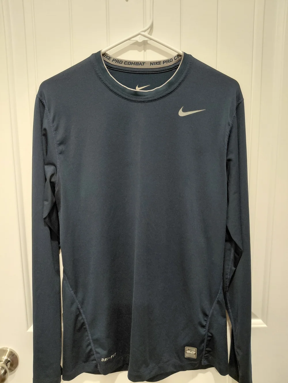 Nike Men’s Long-Sleeve Dri-FIT Crew Shirt - Slate Blue with White Swoosh